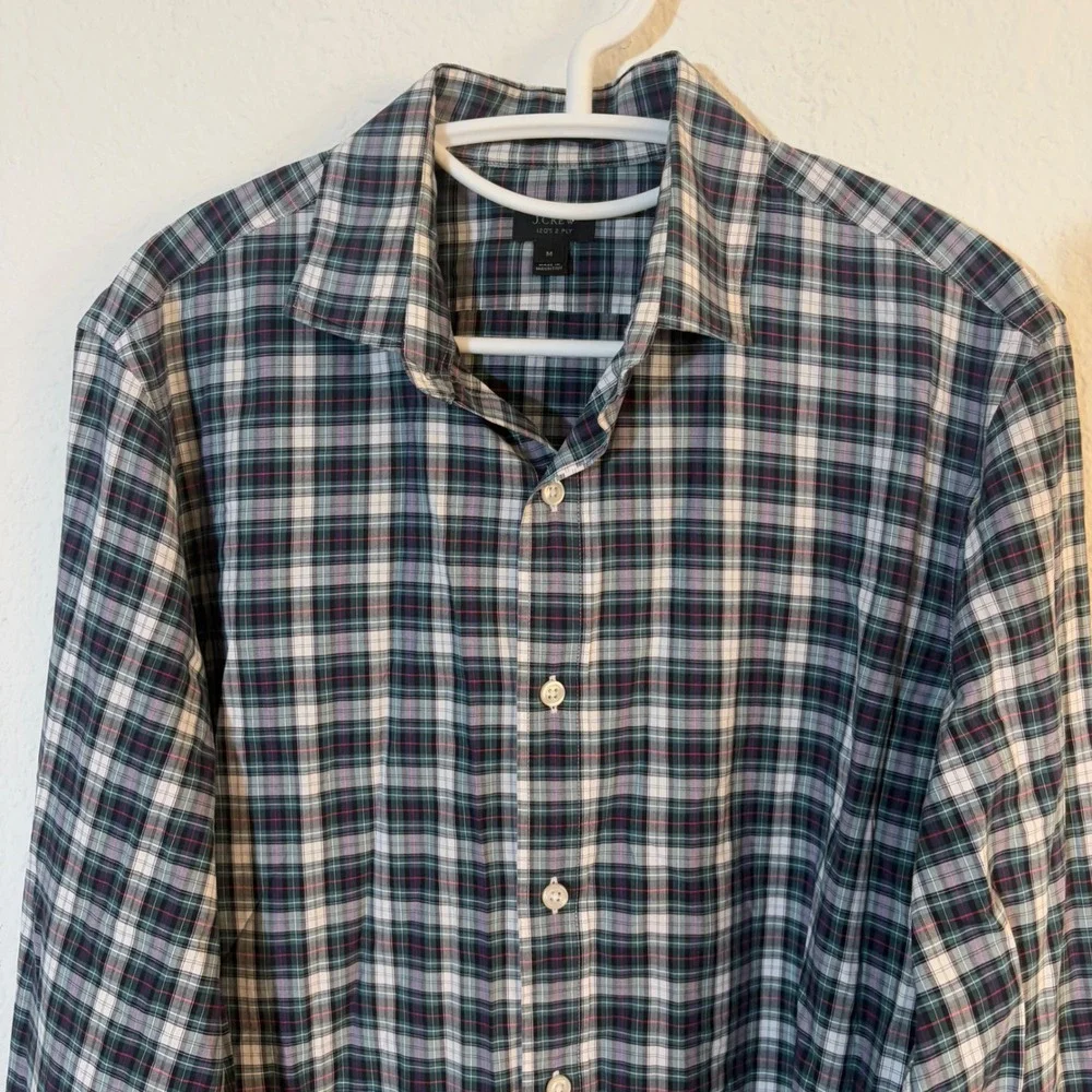 J. Crew Ludlow Button Down Shirt Mens MediumGreen Blue Plaid 07193